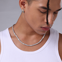 Cadena de Tenis de 3MM 4MM 5MM para Mujer y Hombre, Regalos de Joyería, Chapado en Oro Blanco/Amarillo de 14K, Circonita Cúbica Redonda 5A, Collar de Tenis Clásico