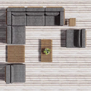 Conjunto de Muebles de Jardín Modernos para Patio, Sofá Combinado en Forma de L de Madera de Teca para Exteriores - Product Image 5