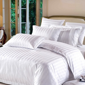 Linge de lit hôtel de luxe 100% coton Satin Stripe Set de literie blanc - Product Image 2