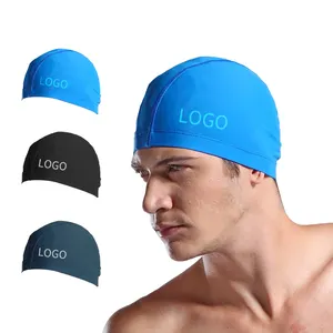 Gorros de natación con diseño personalizado para niños y adultos, Material de licra, estampado de logotipo OEM, estilo de Color