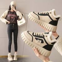 Chaussures chaudes et fourrées pratiques pour femmes, style décontracté, sport, coton, extérieur, à lacets, confortables, bottes de neige