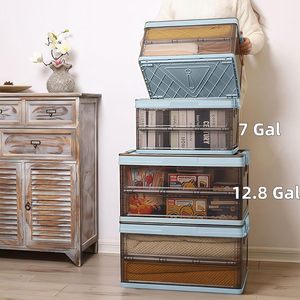 Five-Door Foldable PP+ABS <b>Storage</b> <b>Box</b> Clear Plastic Wheels for Bathroom Bedding Travel-<b>Collapsible</b> Multifunctional <b>Storage</b> Bins - Product Image 4