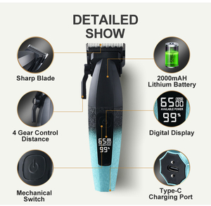 <span class=keywords><strong>Tondeuse</strong></span> à cheveux nouvelle conception, corps métallique dégradé de couleur, rechargeable, sans fil, pour hommes - Product Image 2