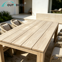 Ensemble de table à manger d'extérieur moderne, léger et durable en rotin, teck et aluminium pour jardin, villa, hôtel, hôpital, chambre à coucher