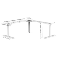 Table de bureau électrique ergonomique à hauteur réglable en forme de L, double moteur, 3 pieds, D-8FU2, moderne, facile à assembler