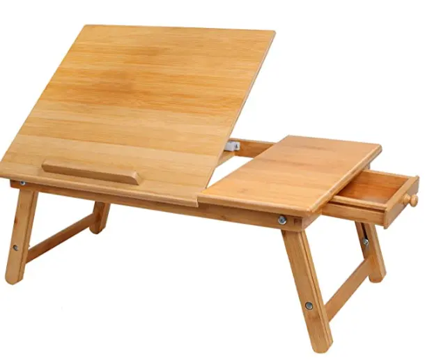 High Quality Laptop Desk Bamboo Wooden Foldable Adjustable Table Computer Lap Desk With Drawer