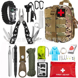 Kit de herramientas de supervivencia multifuncional para acampar al aire libre, equipo de emergencia con botiquín de primeros auxilios y paracord, 21x8x9cm - Product Image 1