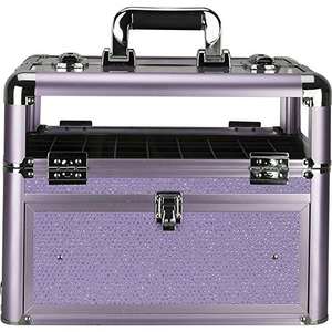 Étui cosmétique acrylique professionnel pour maquillage vernis à ongles <span class=keywords><strong>paillettes</strong></span> violet Train Case Style ouvert grande manucure Train Case - Product Image 2