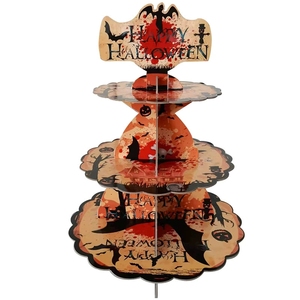 Soporte de Papel <span class=keywords><strong>para</strong></span> Pastel de Murciélagos de <span class=keywords><strong>Halloween</strong></span>, Torre de Exhibición de Cupcakes de Cartón de 3 Niveles <span class=keywords><strong>para</strong></span> Decoraciones de Mesa de Postres <span class=keywords><strong>para</strong></span> Fiestas Espeluznantes - Product Image 4