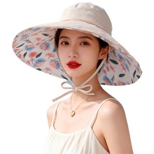 Sun Protection Bucket <b>Hat</b> Floral Print Breathable Polyester Pink For Beach Travel Summer UV Shielding - Product Image 5