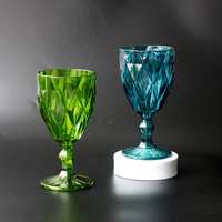 Vente en gros usine – Gobelets à pied en plastique coloré de 330 ml, motif diamant vintage, article très prisé pour bars et KTV