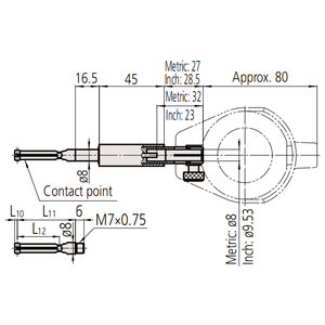 Mitutoyo 526-102 Jauge de calibre métrique 10-18 mm, graduation 0,001 mm, indicateur de mesure de diamètre de petit trou - Product Image 3