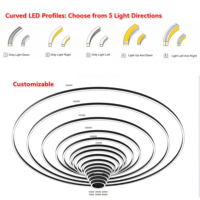 Éclairage LED Courbé Personnalisé de 30 à 150 mm de Largeur pour Intérieur, Bureaux Commerciaux, Salles de Sport, Centres Commerciaux, Supermarchés