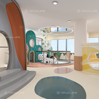 Área de Juegos Infantil Interior Moderna con Juego Interactivo de Tren de Alta Velocidad y Simulación de Cocina y Mercado