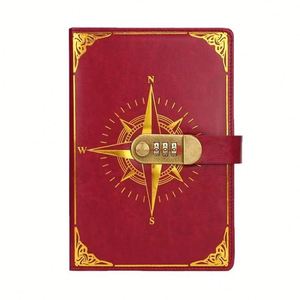 Agenda A5 con Candado de Contraseña para Hombre y Mujer, Libreta de Notas Simple con Texto Rojo, Personalizable con Logotipo, Estilo Vintage - Product Image 1