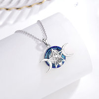 Collier pendentif amulette triple lune déesse Lilith Hécate, bijoux Wiccan mythologiques païens Changda, pour sorcières