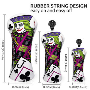 Funda de palo de golf con diseño divertido, bordado de póker, funda personalizada para driver, juego de fundas de cuero PU para palos de golf - Product Image 2