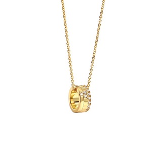 Collar de cuentas CZ con geometría de engranajes para mujer, cadena chapada en oro de 18K, colgante de la suerte, joyería de moda para parejas, accesorio al por mayor - Product Image 6