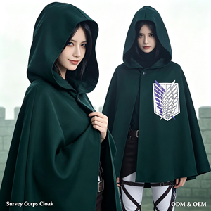 Capa Verde con Capucha Inspirada en <span class=keywords><strong>Anime</strong></span>, Capa <span class=keywords><strong>de</strong></span> Cosplay, Disfraz para Actuaciones en Escenarios <span class=keywords><strong>de</strong></span> Fiestas <span class=keywords><strong>de</strong></span> Halloween, Cosplay Verde con Capucha ODM - Product Image 2
