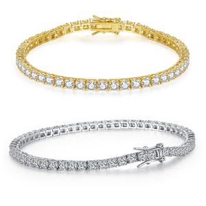 Pulsera de Tenis para Mujer de 8 Pulgadas Bañada en Oro de 18K con Diamantes de Zirconia Cúbica, Brazalete de Eslabones de Cobre y Plata a la Moda - Product Image 1