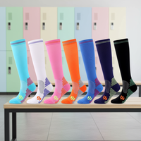 Chaussettes de compression en bambou pour l'automne, respirantes, tricotées, pour le sport, avec logo sur le bord et le bas, idéales pour la course à pied