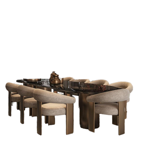 Lu, silla de comedor estable moderna, tapicería de terciopelo de acero inoxidable, silla de restaurante para el hogar, apartamento, Hotel, boda - Product Image 1