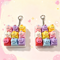 Porte-clés de clavier Halloween avec bouton de simulation de dumpling à visage souriant, jouet sensoriel à presser en forme de dumpling à neuf compartiments, pour sac à dos