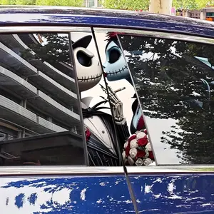 Auto Exterior decoración PVC autoadhesivo dibujos animados creativo coche B-pilar pegatinas Jack Skellington <span class=keywords><strong>Sally</strong></span> Calcomanía para coches - Product Image 2