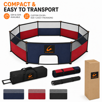 Terrain de jeu de Gaga Ball octogonal portable de 15 pieds, pliable, pour l'intérieur et l'extérieur, avec structure légère et mince en poteaux