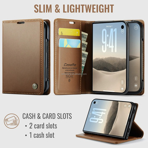 Étui portefeuille en cuir PU CaseMe pour iPhone Duo, coque de protection antichoc avec fentes pour cartes et béquille, OEM ODM - Product Image 4