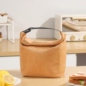 Venta al por mayor logotipo personalizado impermeable térmico lavable Kraft Dupont aislado Tyvek bolsa de papel para el almuerzo - Product Image 5