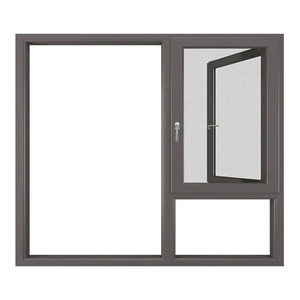 Fenêtre à battant en aluminium à rupture de pont thermique, anti-effraction, avec <span class=keywords><strong>moustiquaire</strong></span> intégrée, fenêtre coulissante, <span class=keywords><strong>baie</strong></span> <span class=keywords><strong>vitrée</strong></span>, fabrication chinoise - Product Image 1