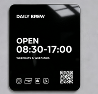 Panneau d'horaires d'ouverture en acrylique moulé sur mesure avec logo pour publicité en vitrine, idéal pour les boutiques, fournisseur en gros, OEM