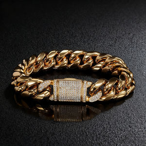 सोने की प्लेटेड स्टेनलेस स्टील चेन हार 12 मिमी हिप-हॉप क्यूबन जिरकॉन स्टेनलेस स्टील हार - Product Image 3