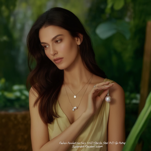 สร้อยคอจี้แฟชั่น สแตนเลสสตีล 316L ชุบทอง PVD พร้อมจี้มุกที่ทนทานและเป็นมิตรต่อสิ่งแวดล้อม - Product Image 3