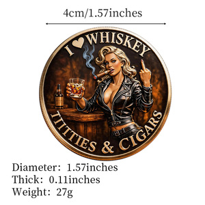 Koin Logam Kenang-kenangan Tema Cerutu Whiskey, Pola Wanita Seksi Vintage, Kerajinan Logam Koleksi, Dekorasi Bar, Suvenir - Product Image 4