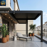 Pergola motorisée en aluminium à lames orientables LYN, imperméable, coupe-vent, ignifuge, avec store enrouleur 5x5x3M