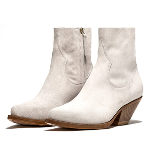 Bottines à talon en cuir véritable de haute qualité fabriquées en usine à Dongguan pour femmes - Product Image 1