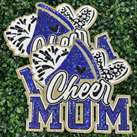 Patch en chenille thermocollant pour vêtements, motif 'Maman Cheerleader' à sequins, grand logo, pour les fêtes, vente en gros