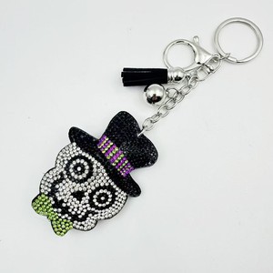 New Diamond-encrusted Korean Velvet Zinc Alloy Alien Hot Iron Figure Keychain Bone Cartoon Animation <b>Key</b> <b>Ring</b> - Product Image 2