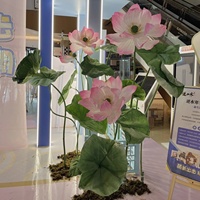 Décorations florales artificielles faites à la main de Lotus de mousse d'EVA de fleurs de papier debout géantes roses pour l'affichage extérieur d'événement