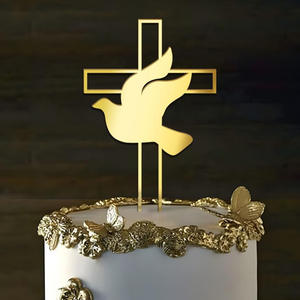 Grand gâteau en forme de <span class=keywords><strong>croix</strong></span> en acrylique doré pour baptême et autres célébrations comme Thanksgiving Pâques Baptême Souvenir Décoration - Product Image 2