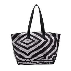 Tas Jinjing Wanita Motif Zebra atau Sapi Gaya Baru Tas Hobo Kulit PU Tas Belanja Serbaguna Wanita