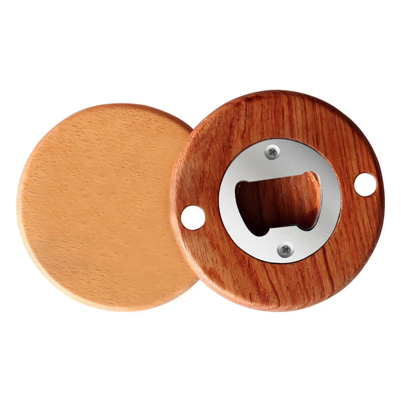 Пользовательский круглый деревянный магнитный штопор из нержавеющей стали для пива, штопор для официанта