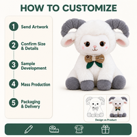 Mouton en peluche avec cornes grises bouclées, jouet en peluche blanc doux, cadeau
