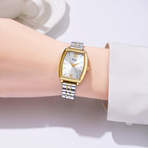 นาฬิกาควอตซ์สแตนเลสทรงกระบอกสไตล์วินเทจเรียบง่ายสำหรับผู้หญิง - Product Image 5
