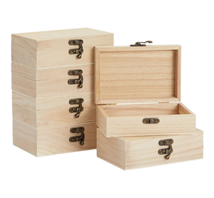 Caja Rectangular de Madera Estilo Costero con Tapa con Bisagras, Caja de Regalo DIY, Caja de Artesanía sin Acabado, sin Pintar, de Pino, Pequeña y Sencilla - Product Image 1