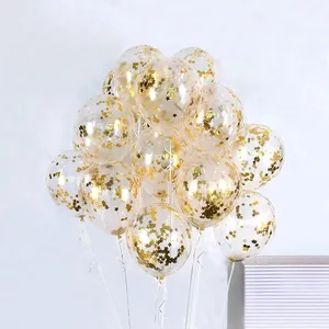 Fête de mariage paillettes clair transparent or confettis ballons