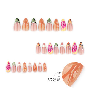 Venta al por mayor 24 piezas de almendra reutilizable de diamante <span class=keywords><strong>uñas</strong></span> artificiales <span class=keywords><strong>diseño</strong></span> 3D con encantos de prensa en las <span class=keywords><strong>uñas</strong></span> <span class=keywords><strong>para</strong></span> adolescentes <span class=keywords><strong>niñas</strong></span> - Product Image 2