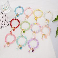 Bracelet YL Fleur Tournesol Coloré en Cristal Perles Faite Main Corde Élastique Verre Femme Étudiante Porte-Bonheur Bijoux Tendance